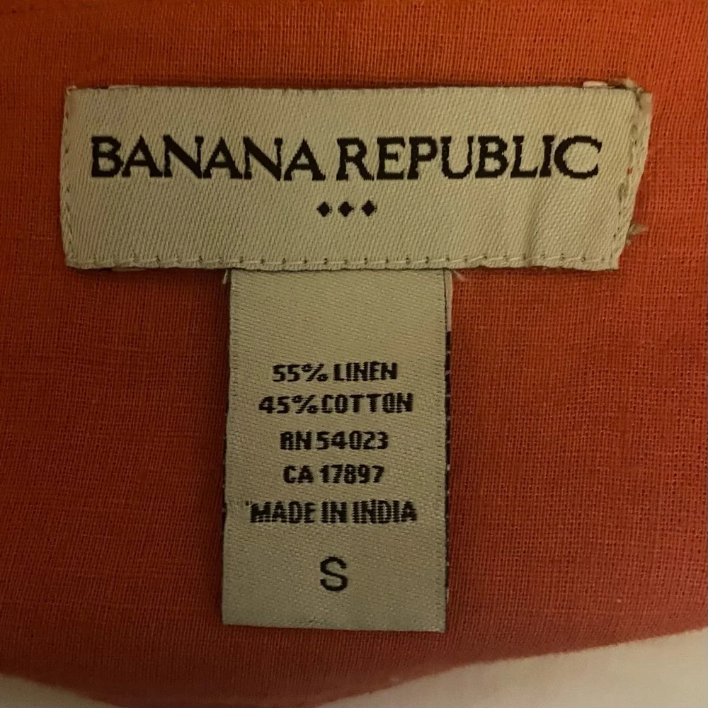 Banana Republic Linen/Cotton Midi Skirt Size Small Boho Coastal Modest Orange